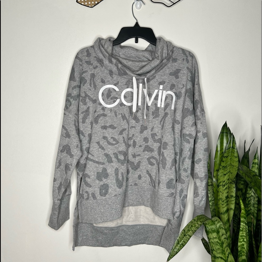 Calvin Klein Non-hooded sweatshirt with oversized neck, medium, grey